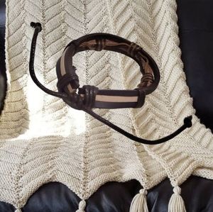 Brown and Cream P. U. Leather Bracelet
